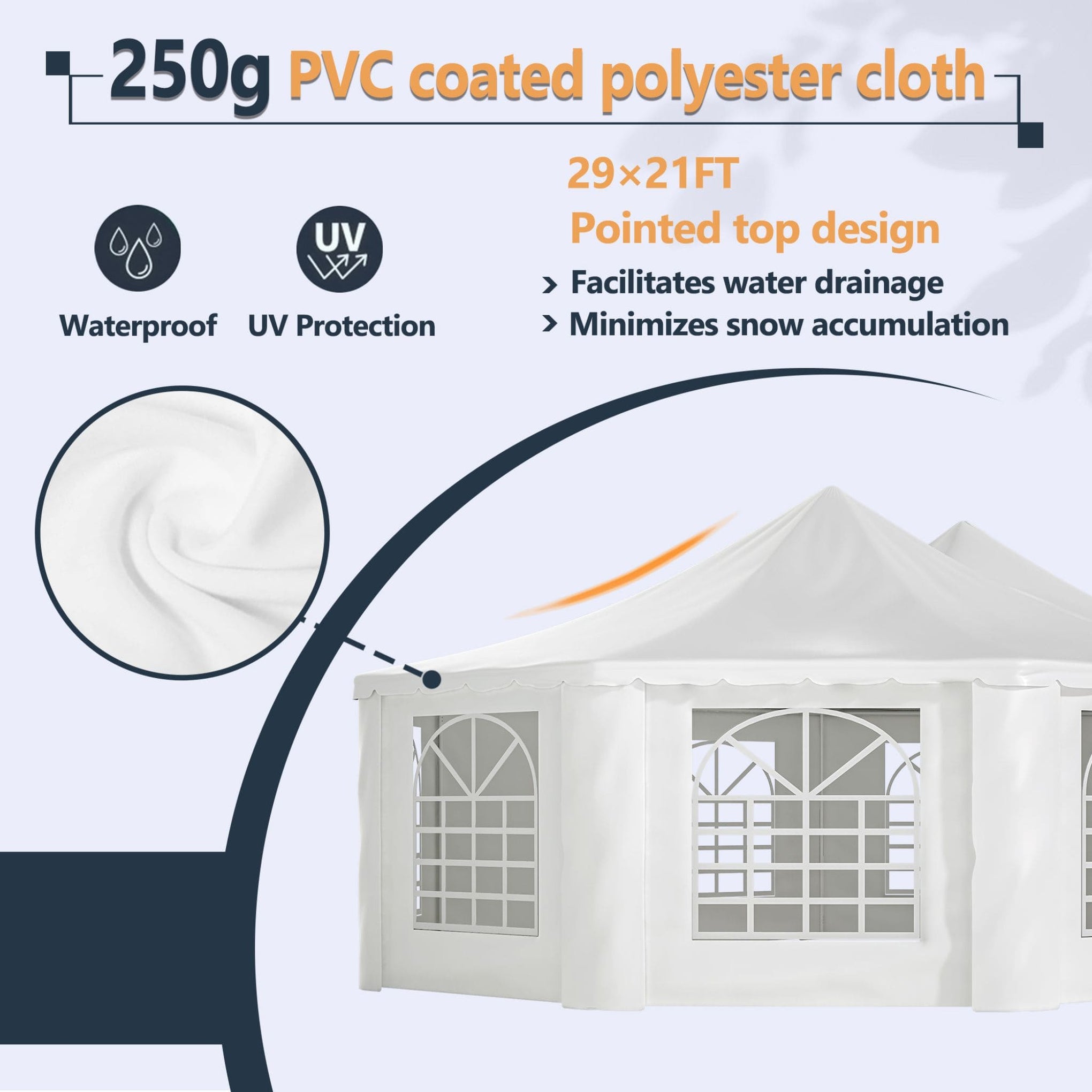 [29X21FT] Alora Extra Large Heavy-Duty Outdoor Waterproof Party, Wedding Tent With Steel Frame (SAK53821)