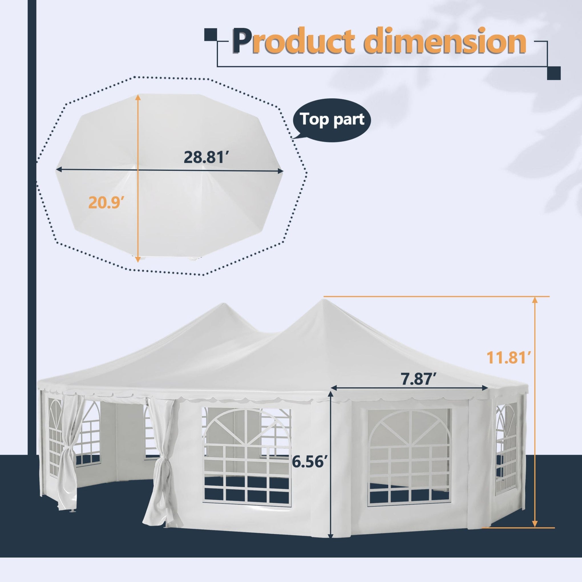 [29X21FT] Alora Extra Large Heavy-Duty Outdoor Waterproof Party, Wedding Tent With Steel Frame (SAK53821)