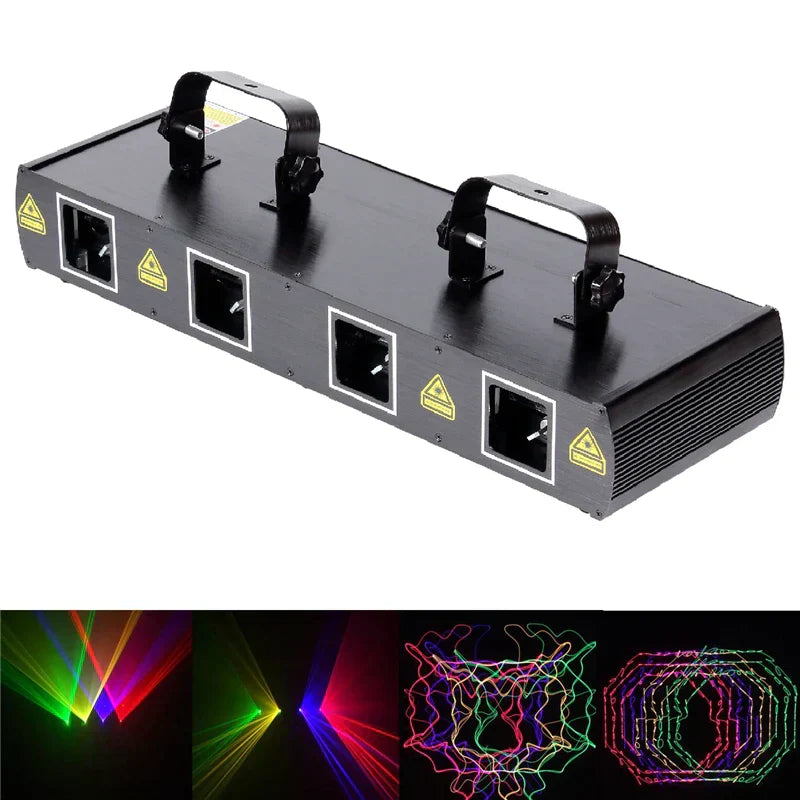 DecorBites™ 4 Lens RGBY DMX Laser Projector for Stage Party Lighting