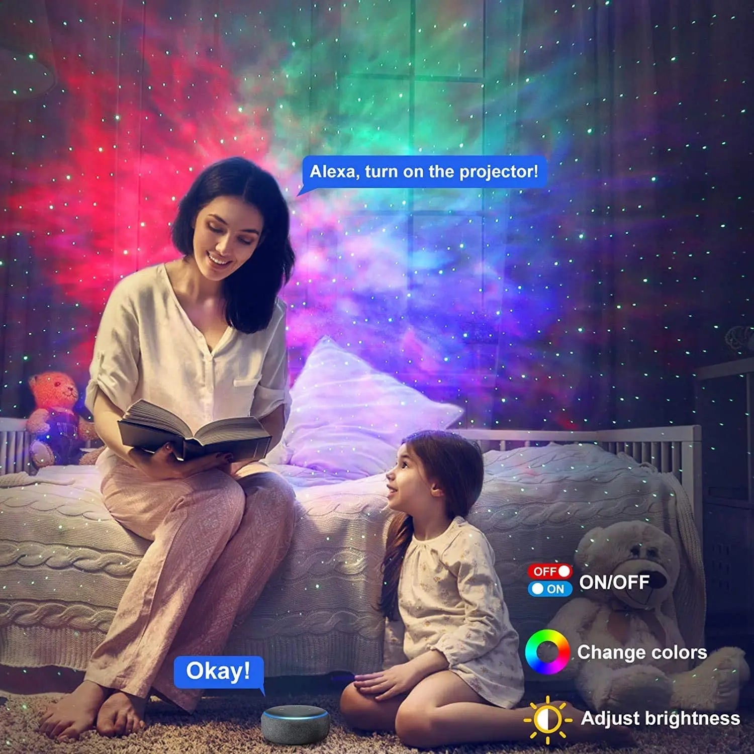 DecorBites™ Dynamic Galaxy Star Projector Light for Bedroom Games Room Party