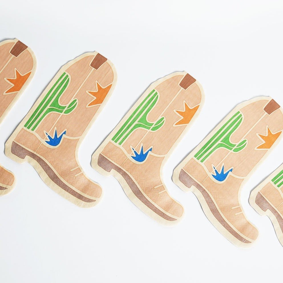 Western Boot Napkins – Cowboy Party Table Napkins (x 12)