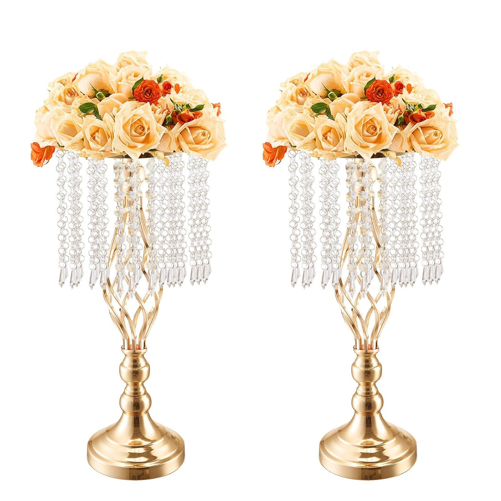 12PCS 49cm/19.3' Tall Crystal Wedding Flower Stand Vase for Party Decor