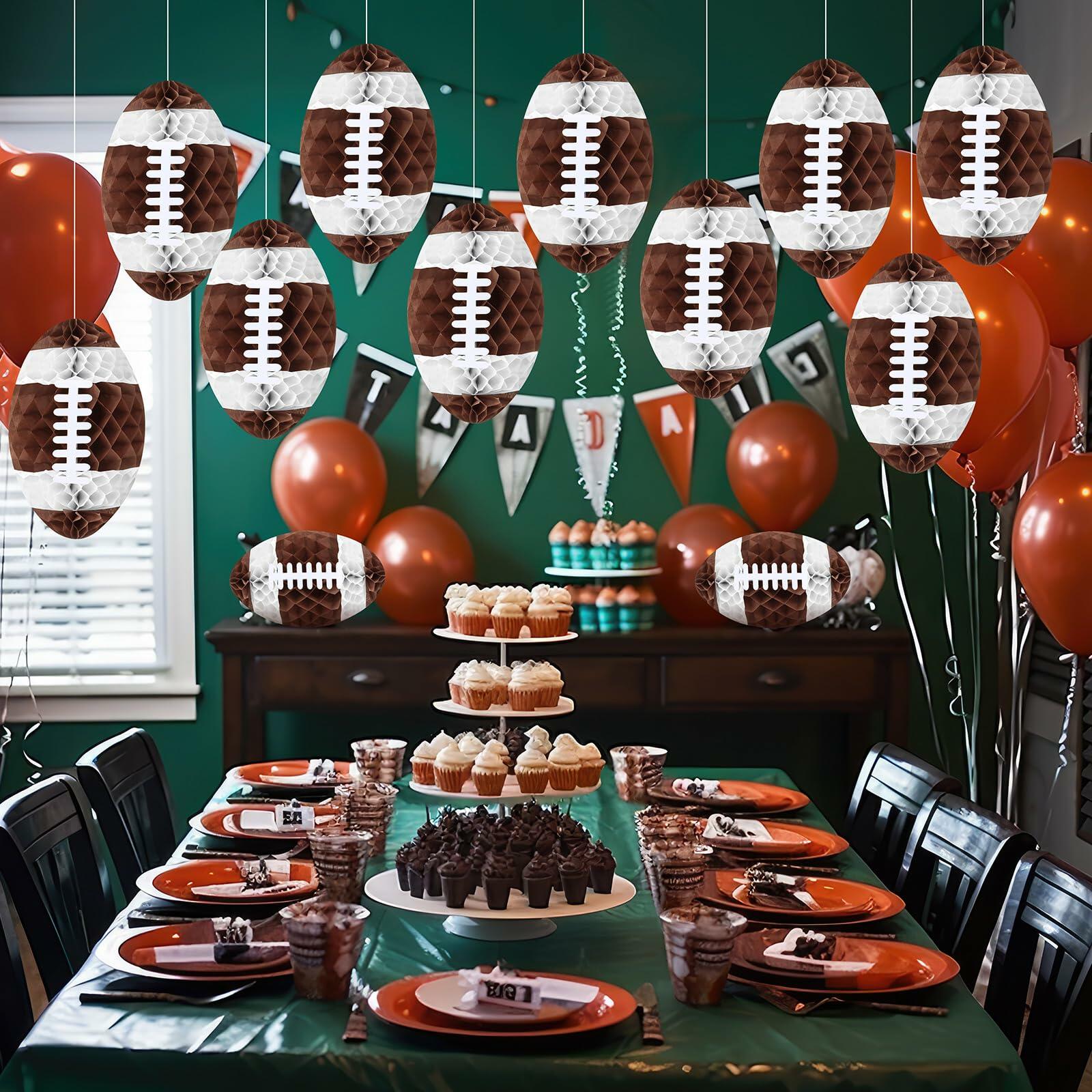 12-Pack 12” Football Honeycomb Lanterns – Sport Party Hanging Decorations