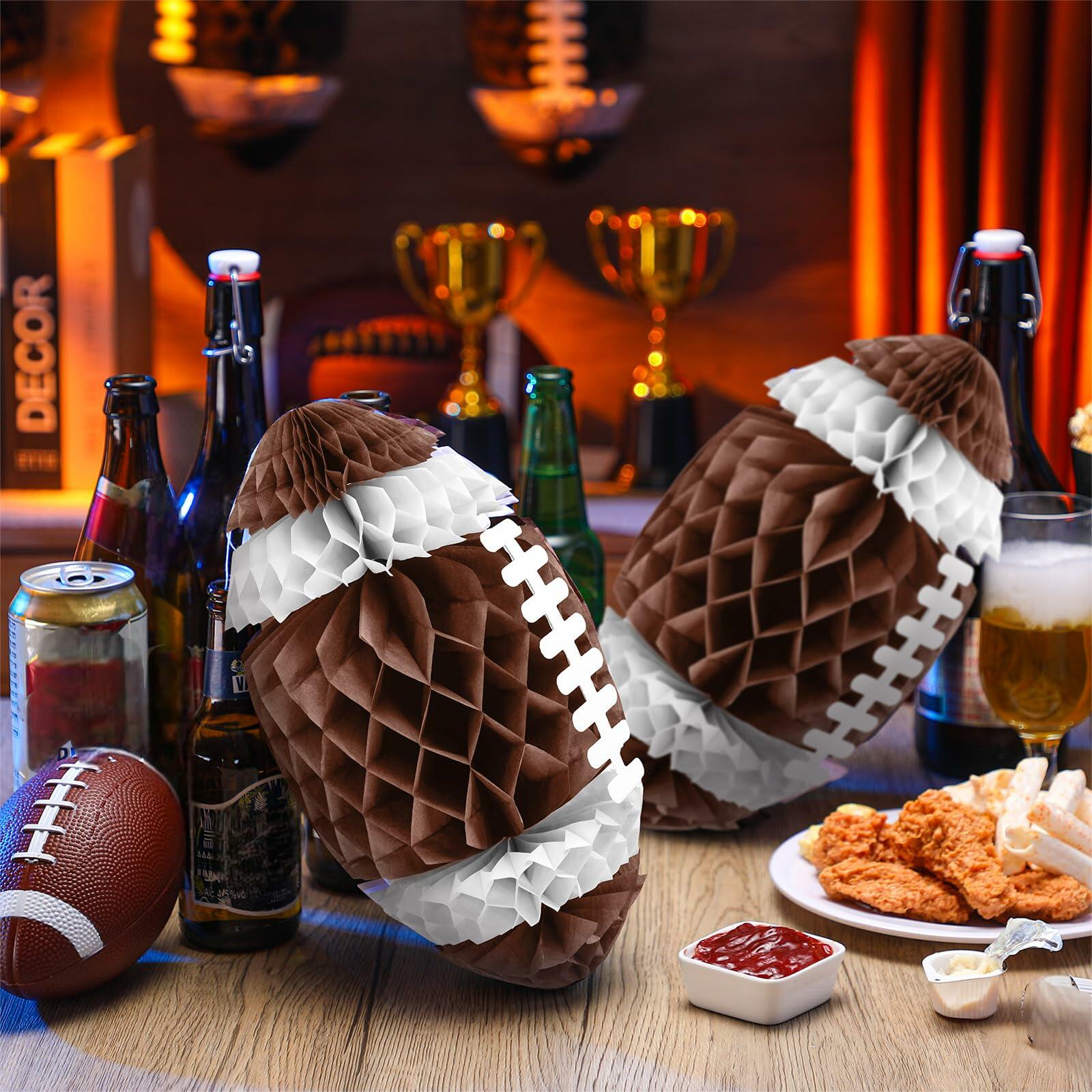 12-Pack 12” Football Honeycomb Lanterns – Sport Party Hanging Decorations