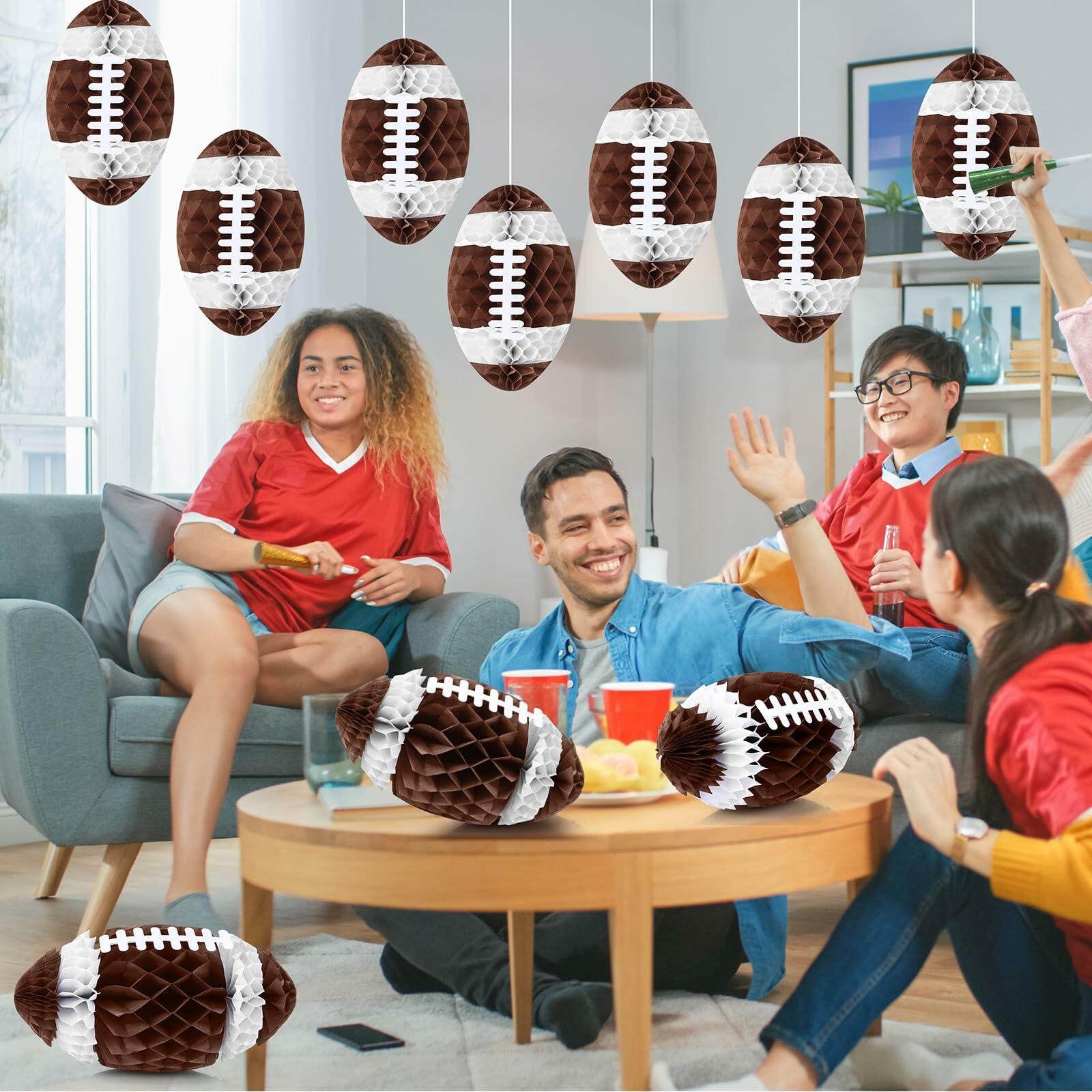 12-Pack 12” Football Honeycomb Lanterns – Sport Party Hanging Decorations