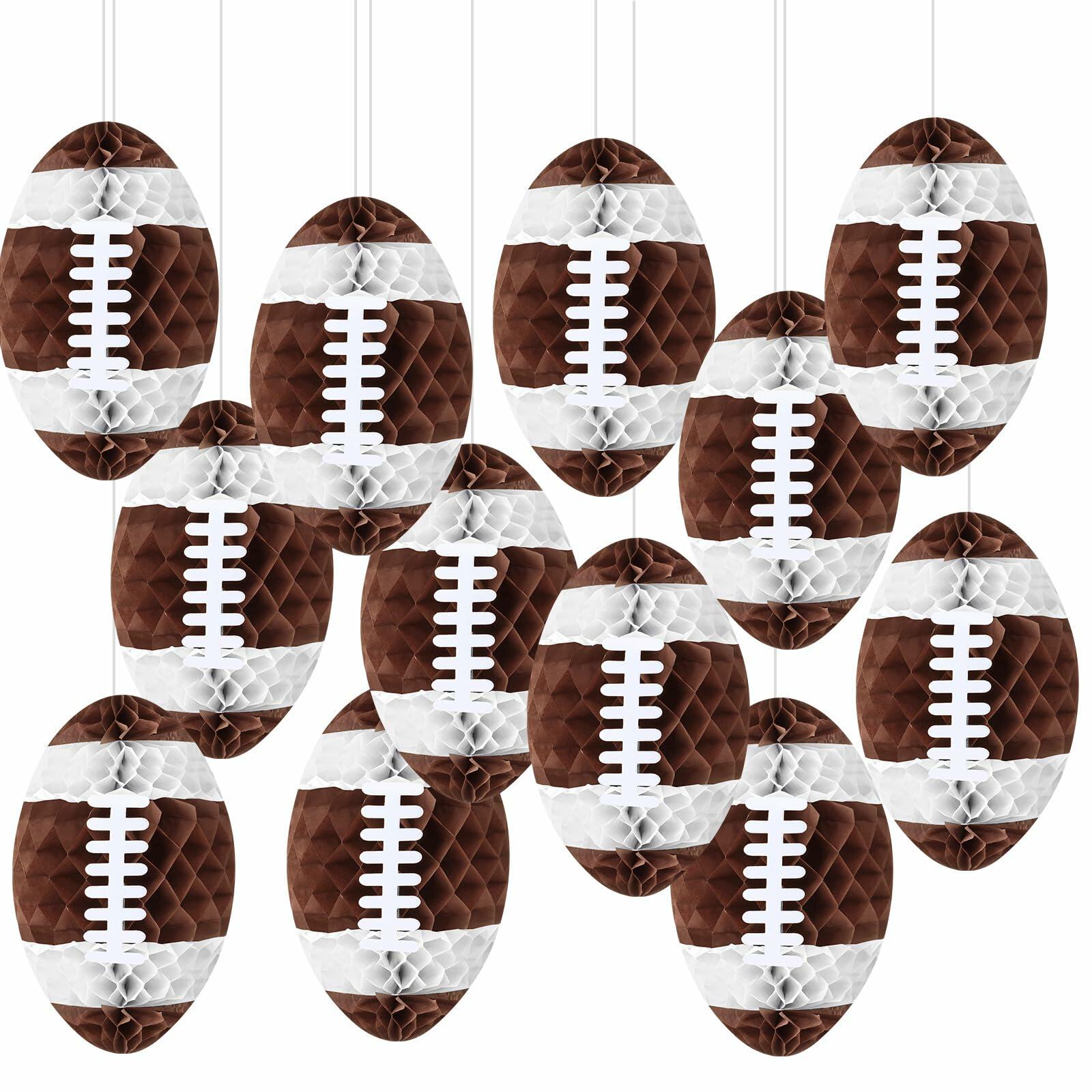 12-Pack 12” Football Honeycomb Lanterns – Sport Party Hanging Decorations