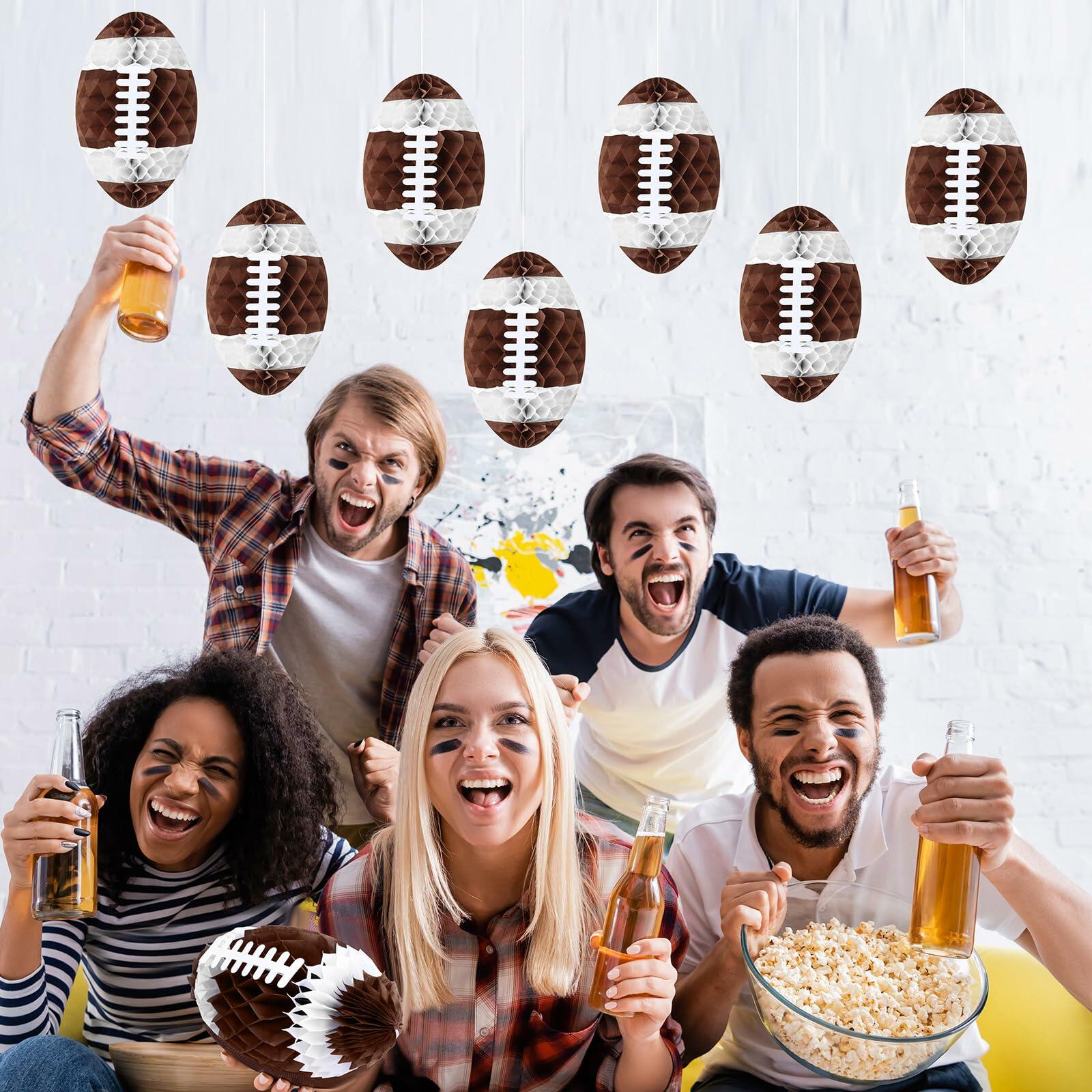 12-Pack 12” Football Honeycomb Lanterns – Sport Party Hanging Decorations