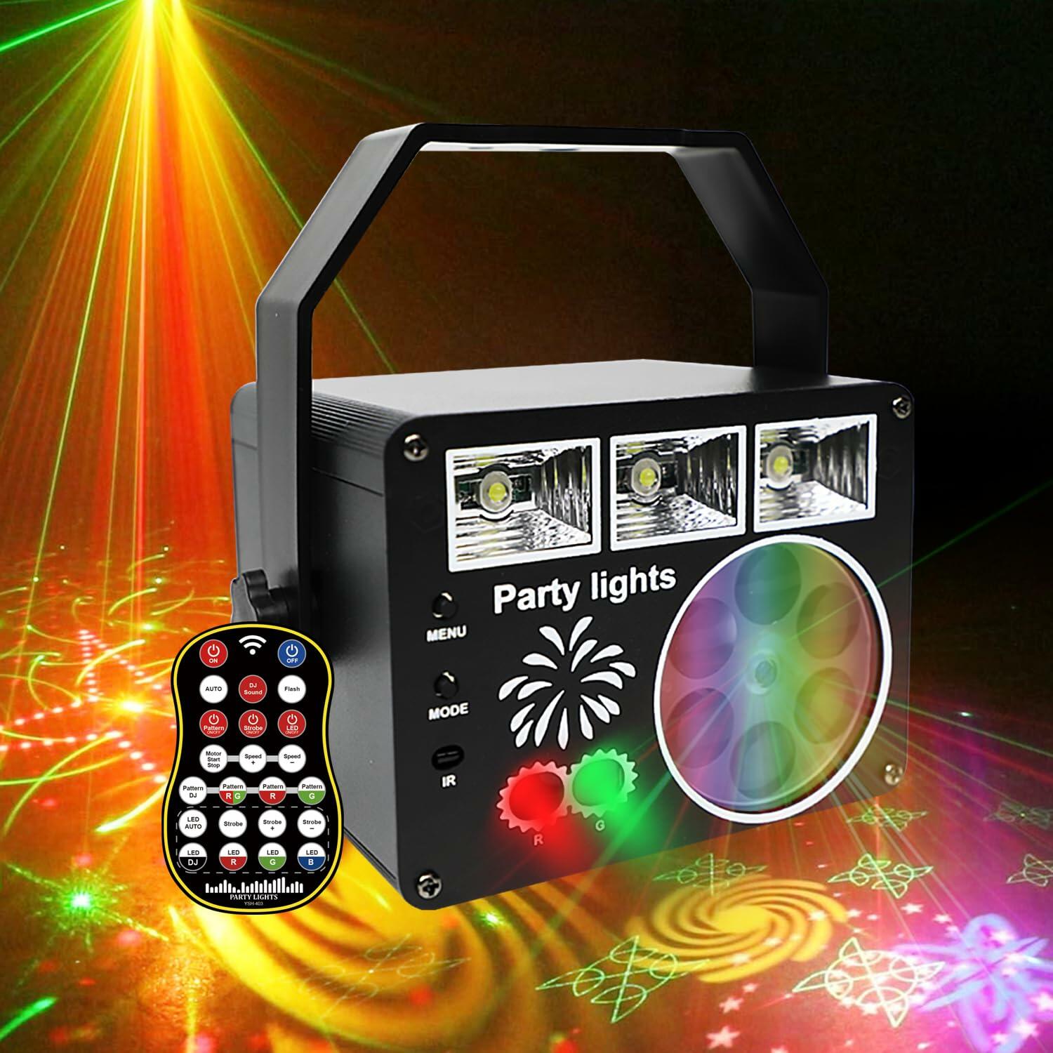 Sound Activated Party Light with Remote Control Black Indoor DJ