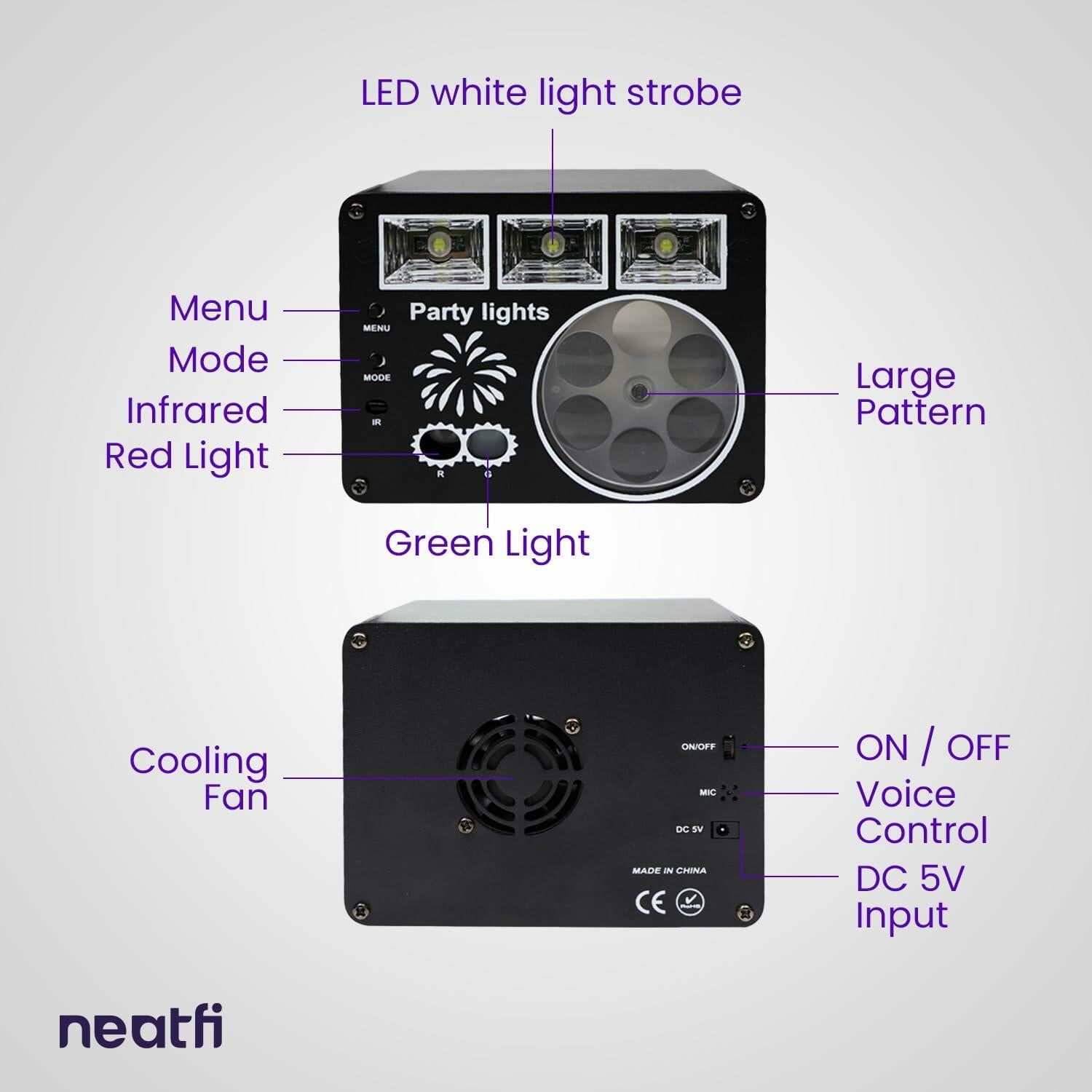 Sound Activated Party Light with Remote Control Black Indoor DJ