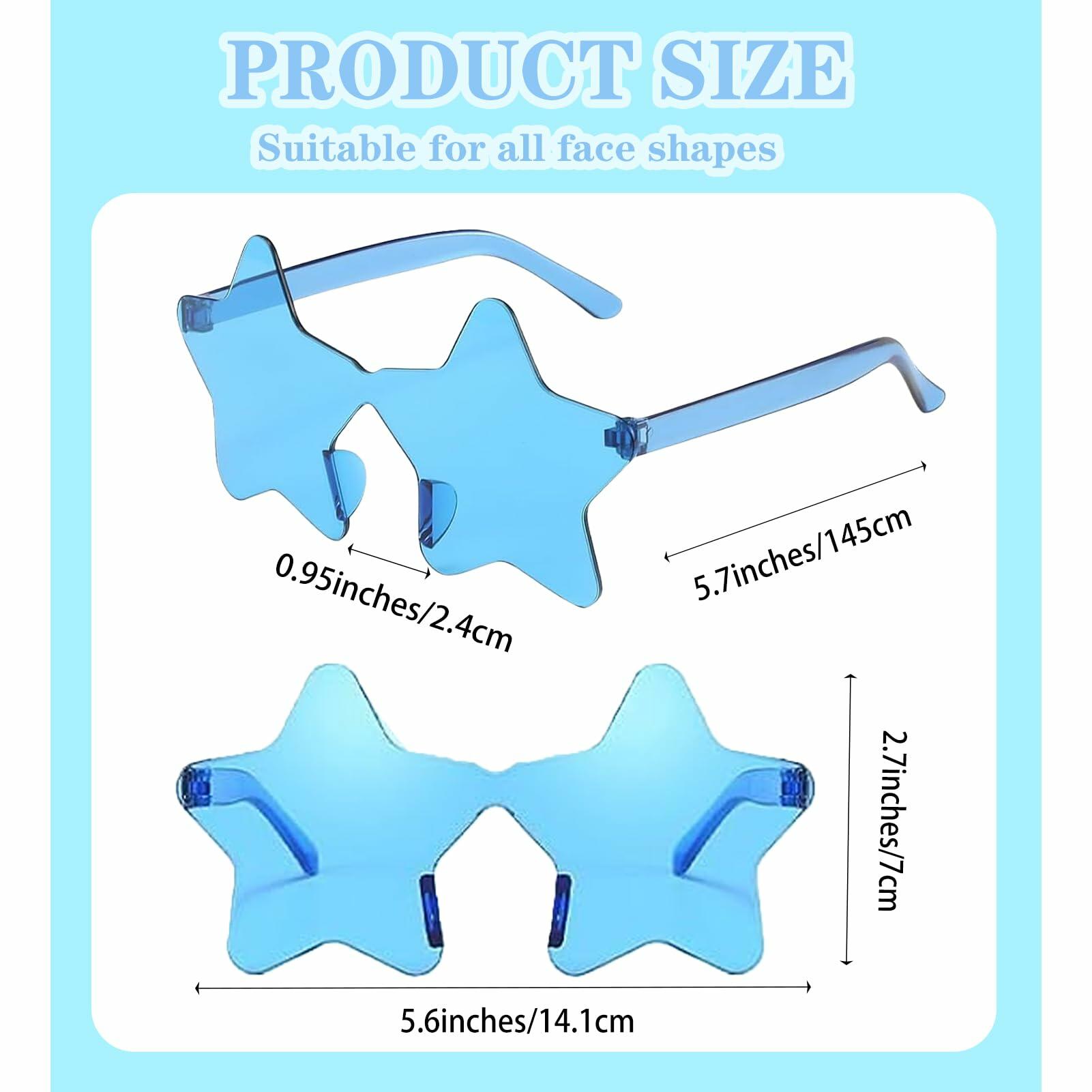 10 Pairs Star Shape Rimless Colorful Sunglasses Bulk Party Favors