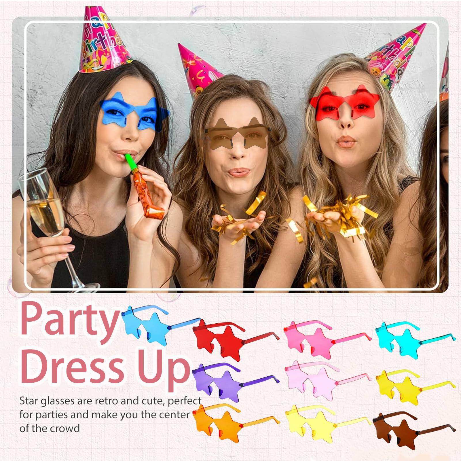 10 Pairs Star Shape Rimless Colorful Sunglasses Bulk Party Favors