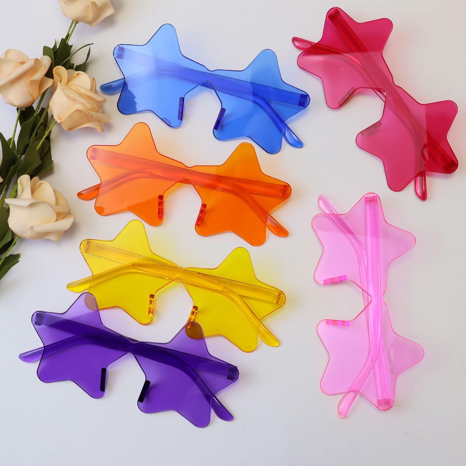 10 Pairs Star Shape Rimless Colorful Sunglasses Bulk Party Favors