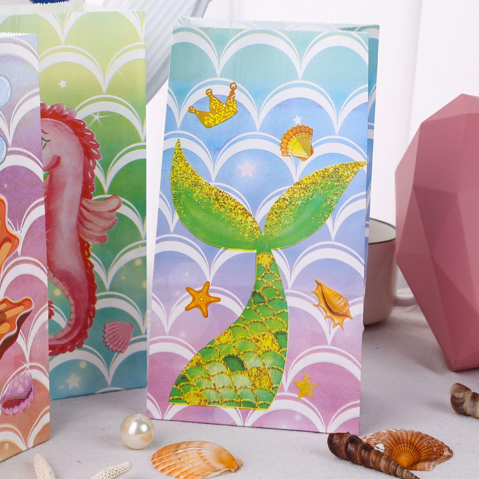 Mermaid Party Favor Bags Ocean Theme 54 Pack 4.7x3.1x8.7in