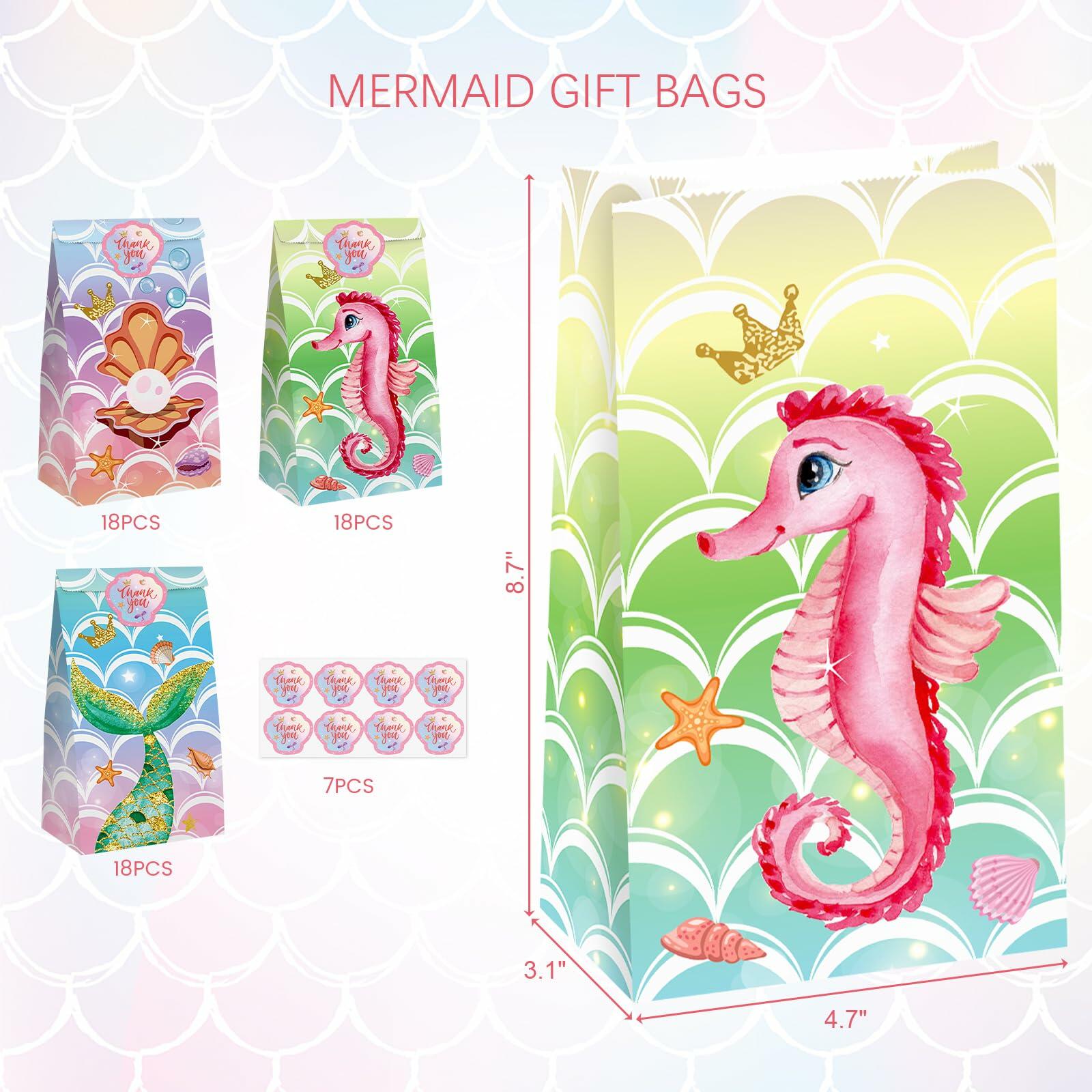 Mermaid Party Favor Bags Ocean Theme 54 Pack 4.7x3.1x8.7in