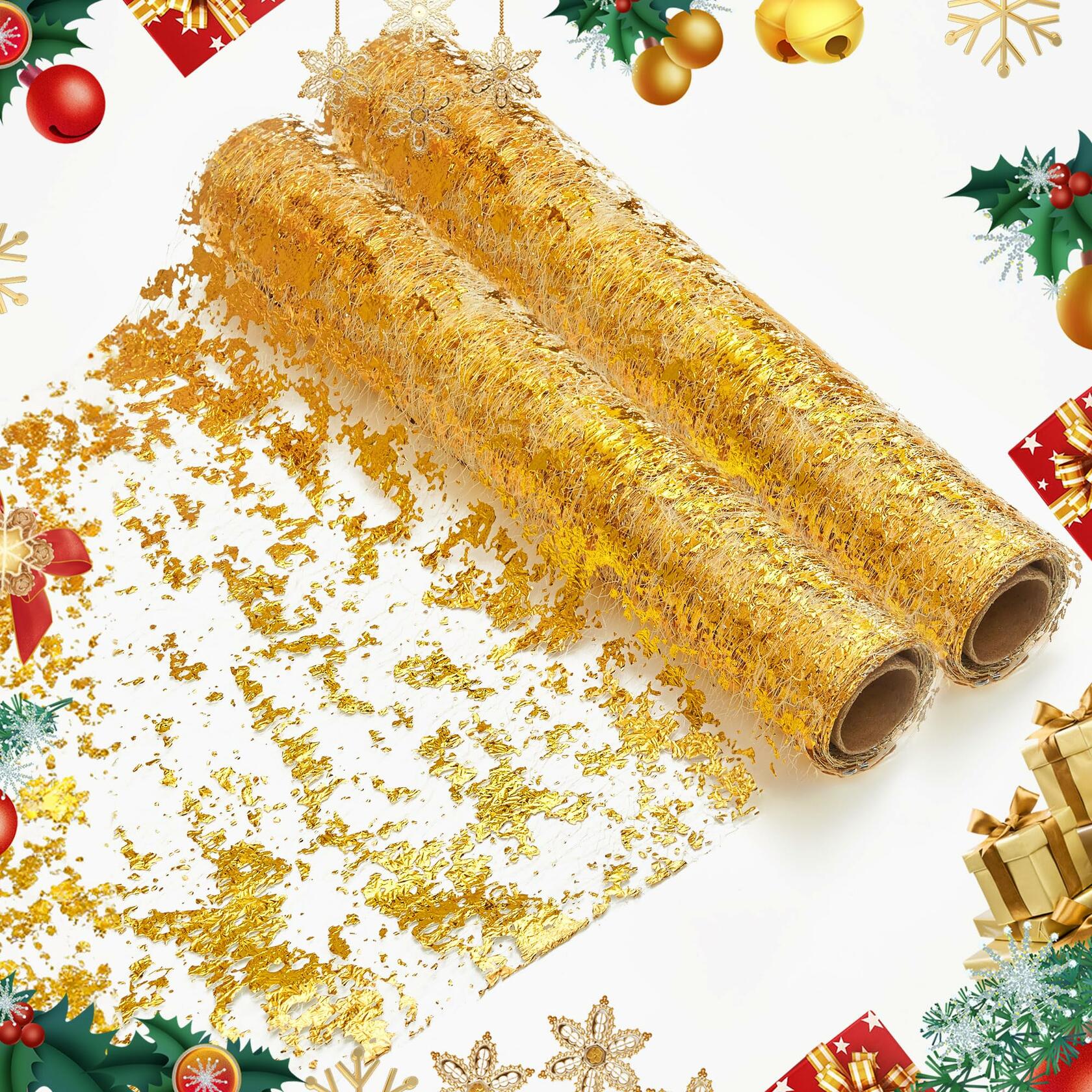 Deconovo Gold Sequin Table Runner 9FT 2PCS Polyester Kitchen Party Decor