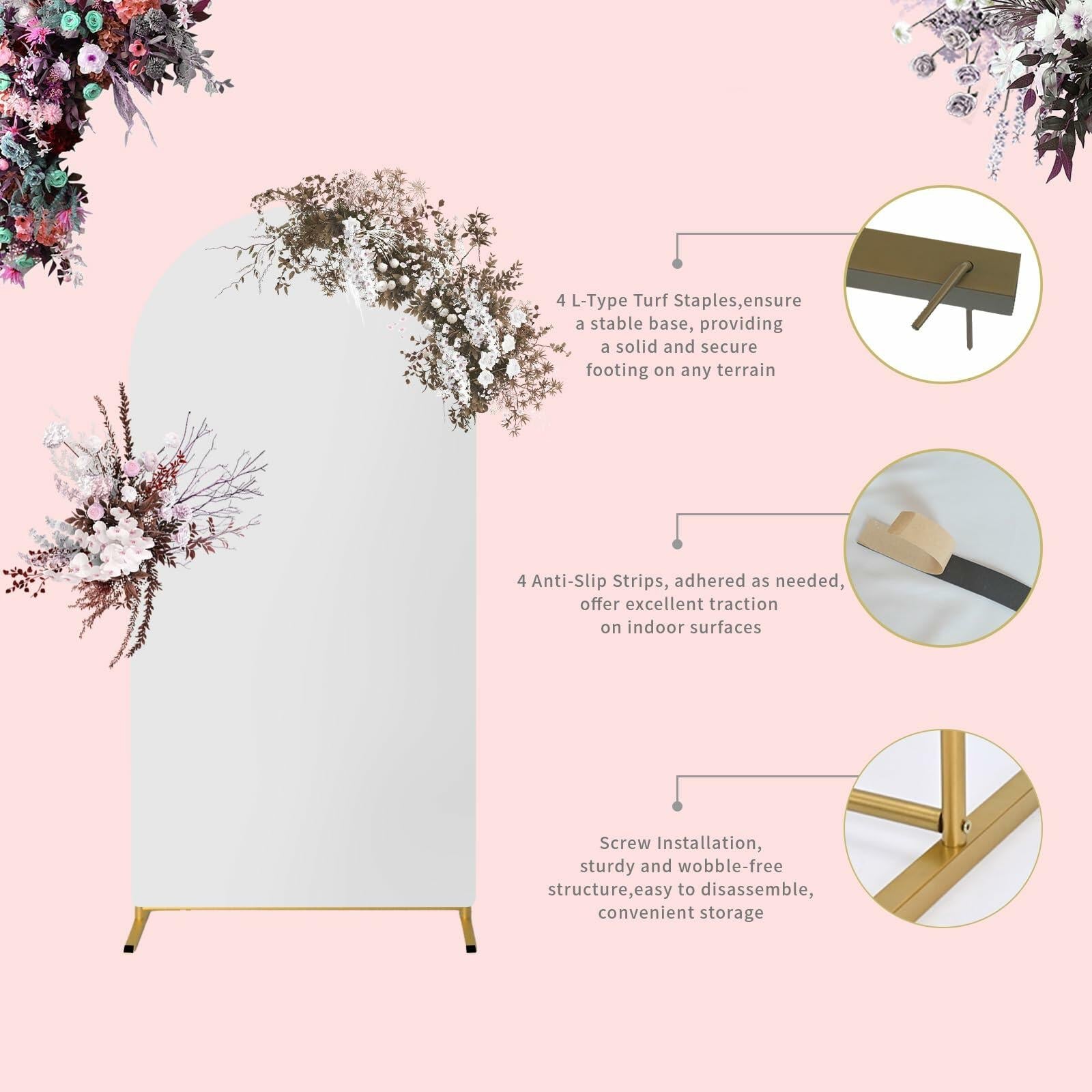 Wedding Arch Frame – 7.2FT Gold Balloon Backdrop Stand