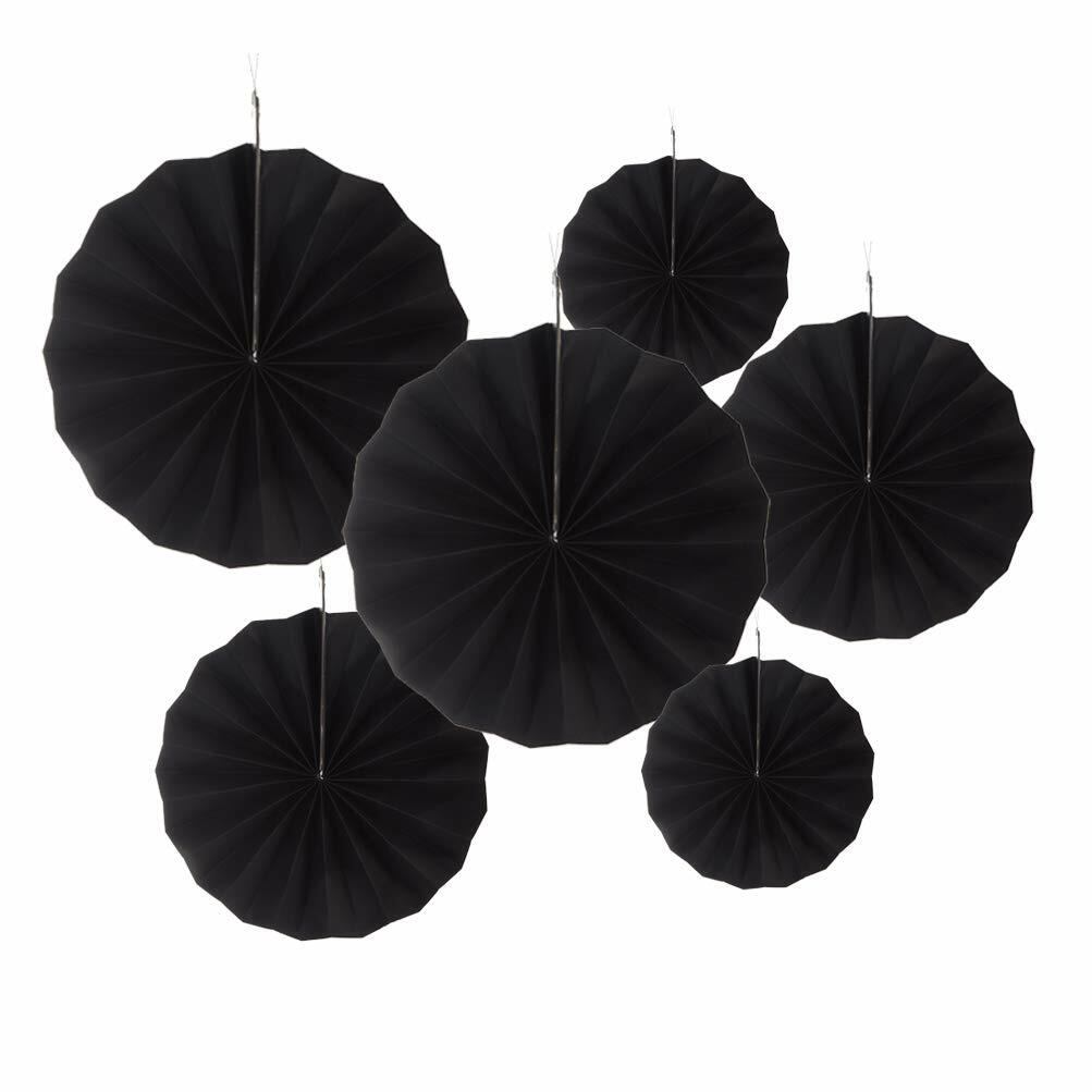 Jungle Paper Fans – 12-Pack Black & Green Tropical Party Decorations