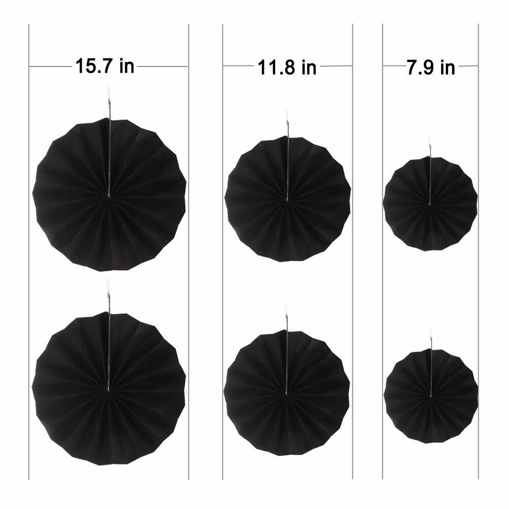 Jungle Paper Fans – 12-Pack Black & Green Tropical Party Decorations