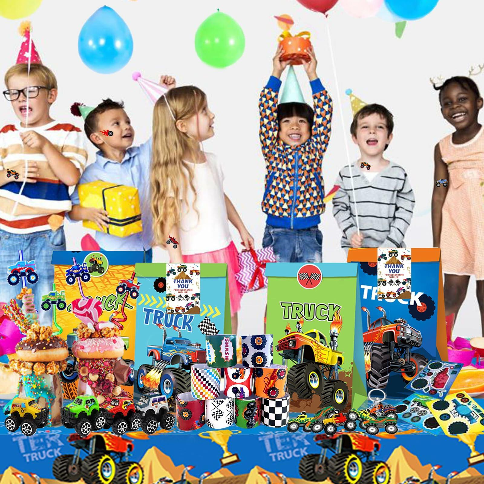 Truck Party Favors Set - Keychains Slap Bracelets Stickers Straws