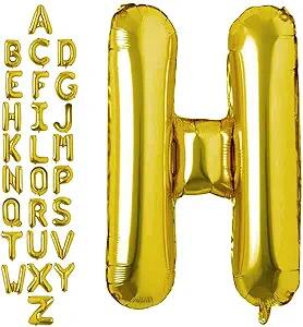 WRWMSLGO Letter Balloons 40in Alphabet A-Z Gold Foil Mylar Party Decor