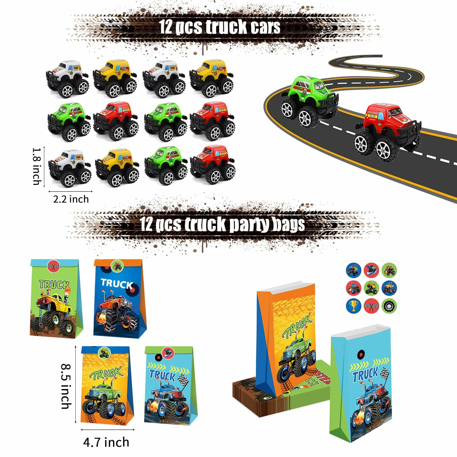 Truck Party Favors Set - Keychains Slap Bracelets Stickers Straws