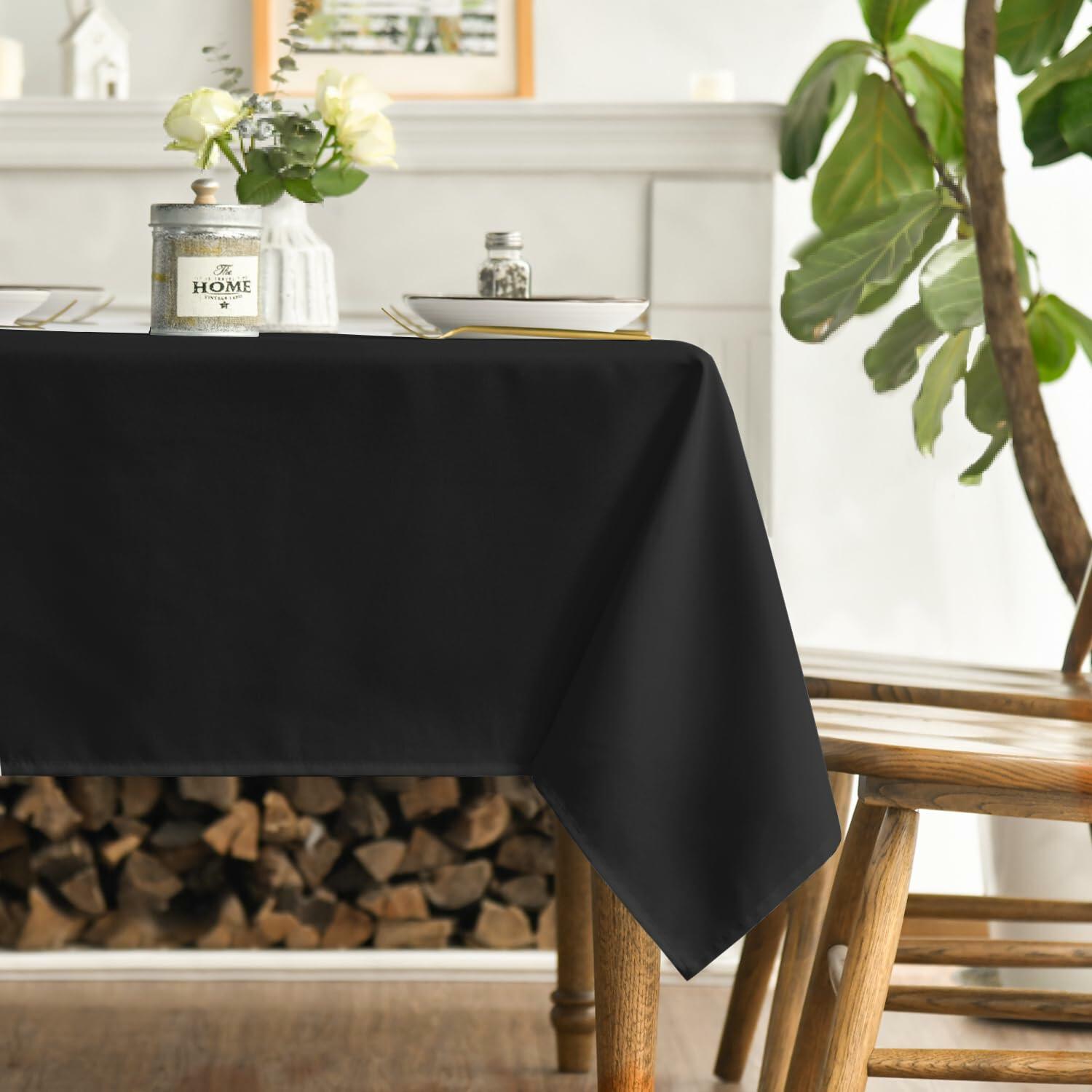 Horaldaily Black Tablecloth 60x140 Rectangular Polyester Party Table Cover