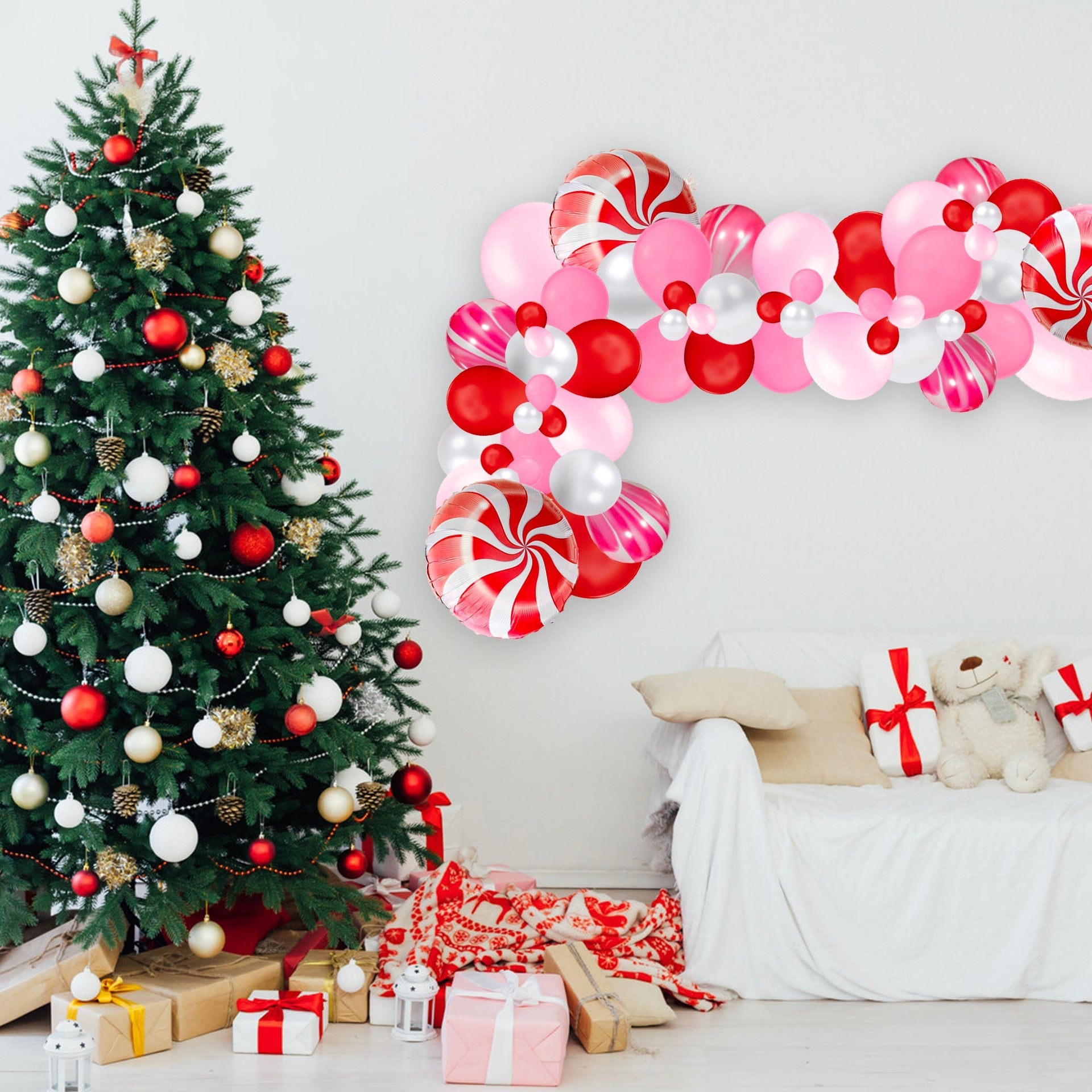 Peppermint Red & Pink Christmas Balloon Garland Kit